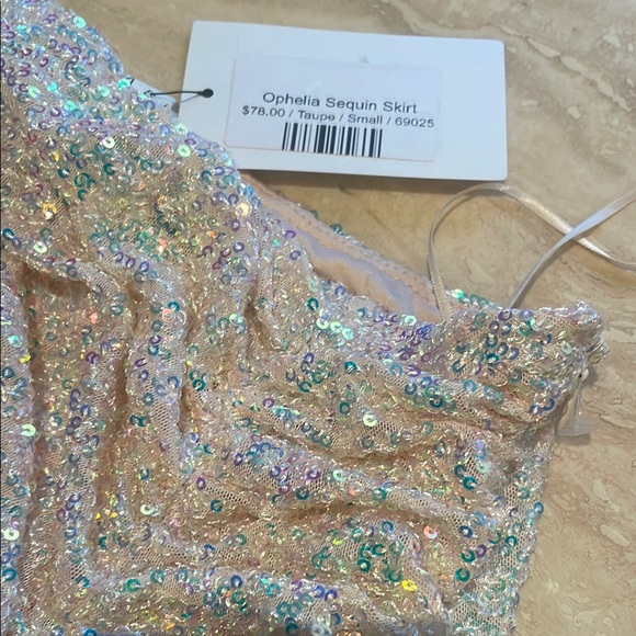 Sequin Mini Skirt size Small Champagne Sparkly Glitter Prom After Party - Picture 6 of 17